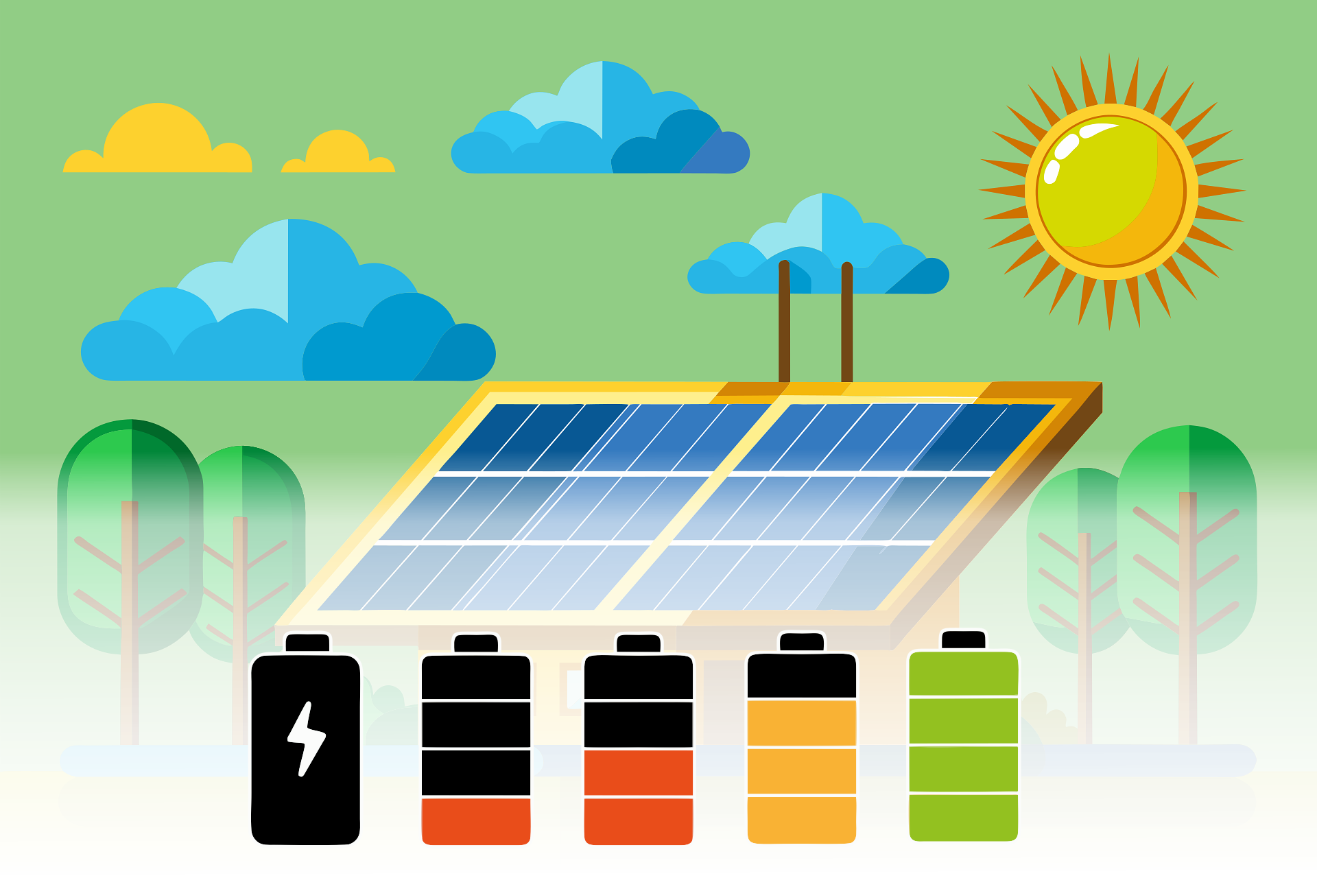 passen gut zusammen Solar-Panel und Speicher